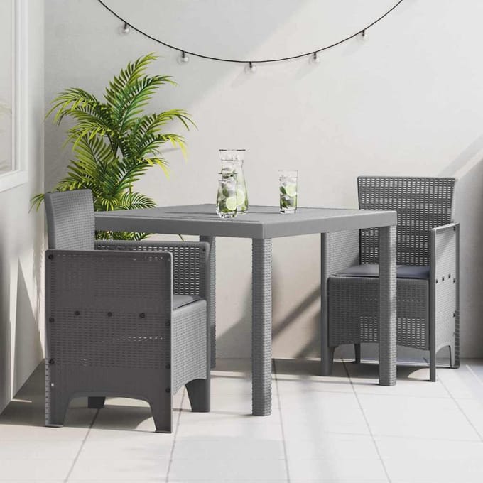 vidaXL - Tuin - Eettafel - Set - 3 - pcs - Lichtgrijs - Polypropyleen