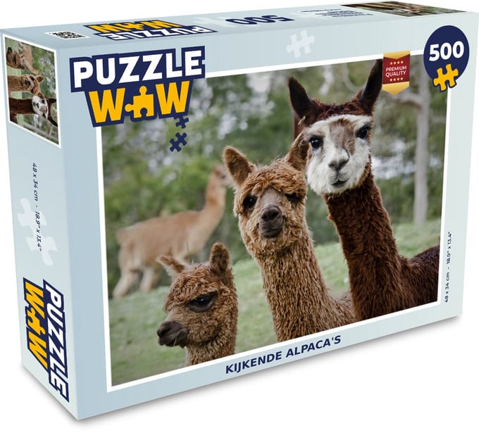 Puzzel Alpaca - Dier - Bruin - Legpuzzel - Puzzel 500 stukjes
