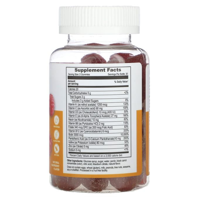 Multivitamine Gummy voor Vrouwen, Natuurlijke Framboos, 60 Gummies