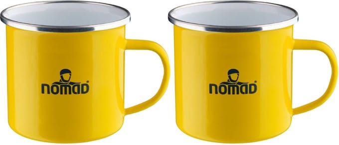 NOMAD® 2x Emaille Mok | 350 ml Geel | Koffiemok Drinkbeker Geëmailleerd | Camping Mok Metaal