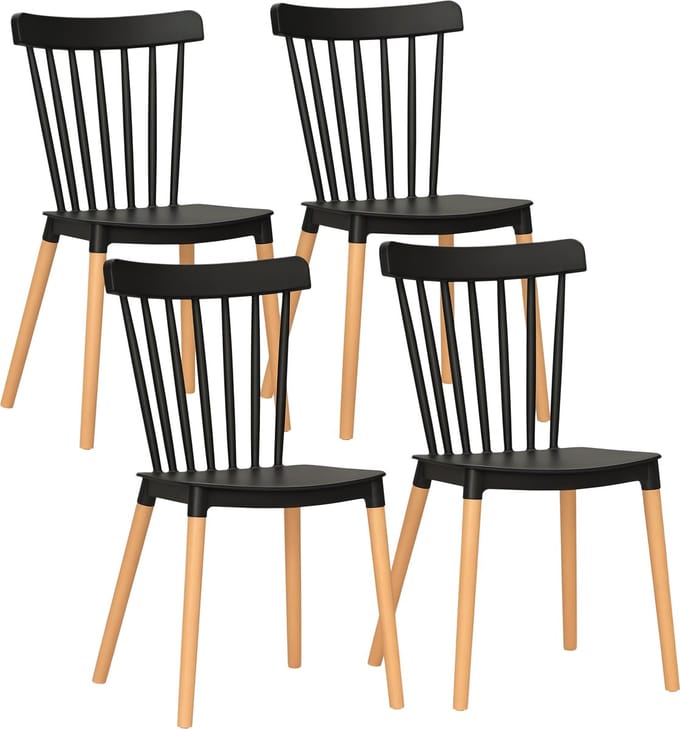 HOMCOM-Eetkamerstoel-PP-48x52.5x83cm-Zwart