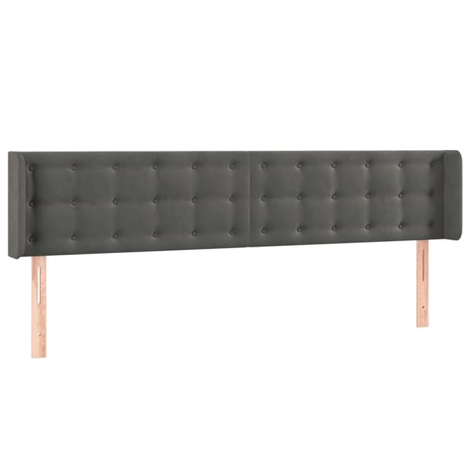 vidaXL - Hoofdbord - LED - 183x16x78/88 - cm - fluweel - donkergrijs