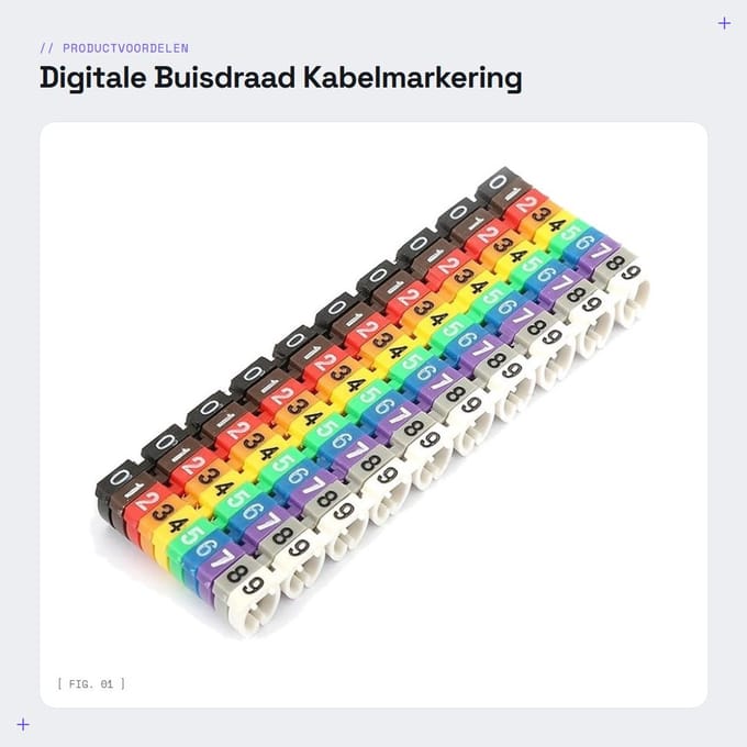 Dailygoods - Digitale Buisdraad Kabelmarkering - Gecodeerde Plastic Kabeletiket - Multi - Kleurrijke Clip - Voor Vaste Kabels - 100 Stuks