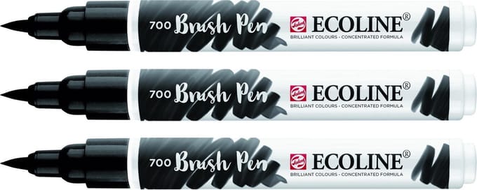 3x Ecoline Brush Pen 700 zwart