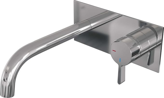 Brauer Chrome Edition inbouw wastafelmengkraan met gebogen uitloop en afdekplaat model E1 chroom
