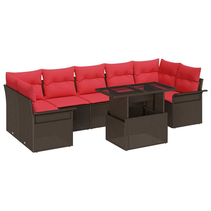 vidaXL - Tuinbank - Set - 8 - st - Bruin - poly - rattan