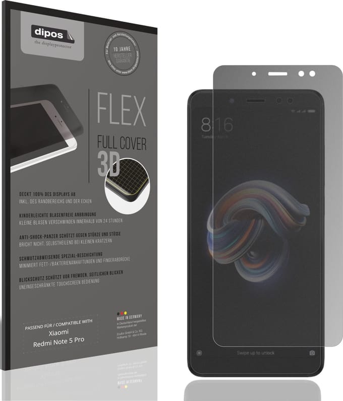 dipos FLEX – Matte Privacy Screenprotector geschikt voor Xiaomi Redmi Note 5 Pro | Volledige Schermbescherming | Case-Friendly