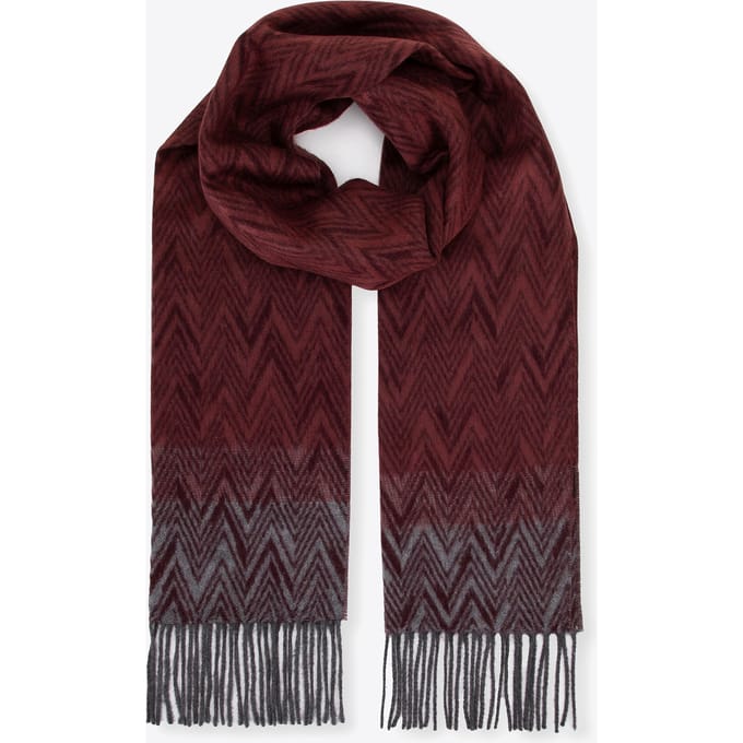 Wittchen - Heren Sjaal - Herringbone Patroon - Acrylic - Burgundy en Grijs