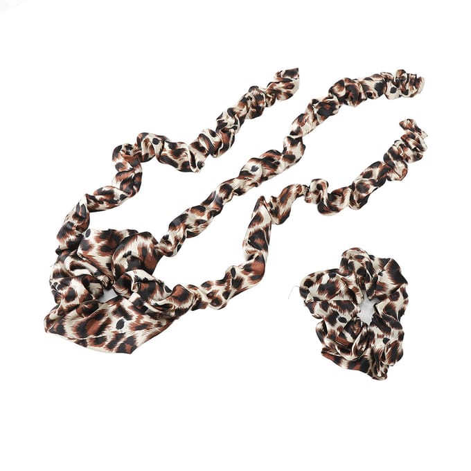 Hittevrije Krultang Met Scrunchie Hittevrije Krulstaaf Hoofdband Slaap Haarrollers Styling kleur luipaardprint