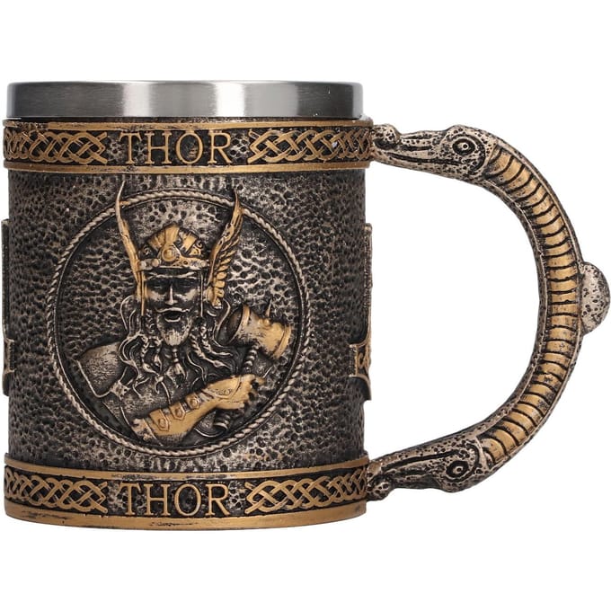RVS Binnenbeker Handbeschilderd Decoratief Retro Middeleeuws Hars Beker Bierbeker voor Thuisbar L black