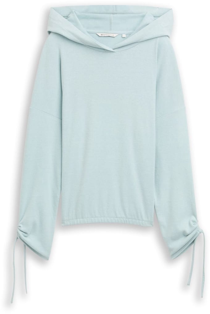 Tom Tailor Denim - Los shirt met lange mouwen en capuchon - Maat M - Silver Cloud Blue Melange