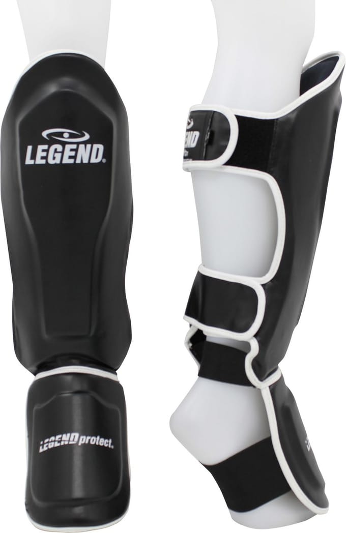 Kickboks Scheenbeschermers Legend Best Heren/Dames Zwart-Wit PU - Verschillende maten - Hoogste kwaliteit skintex - Beschermt optimaal XS