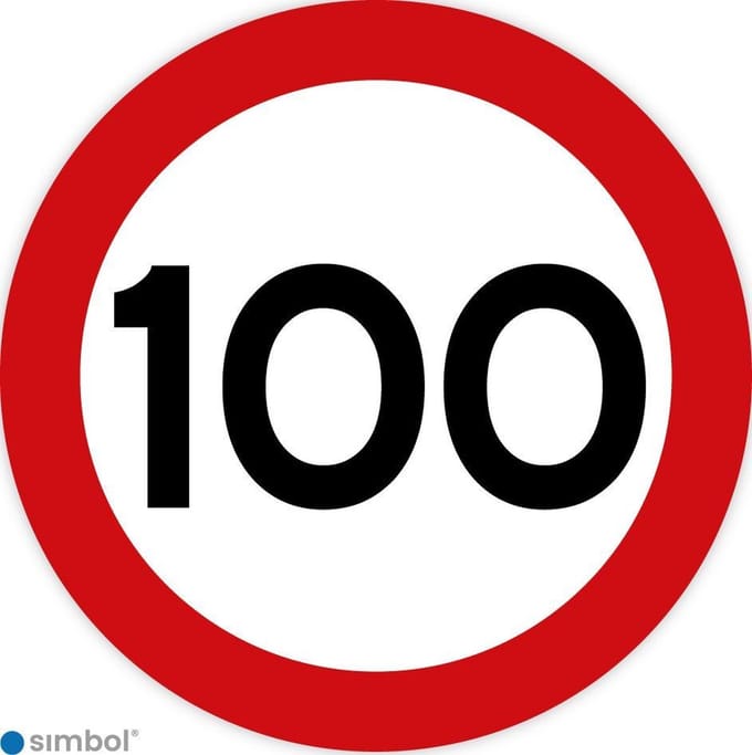 Simbol - Stickers 100 km - Maximaal 100 km/u - Duurzame Kwaliteit - Formaat ø 10 cm.