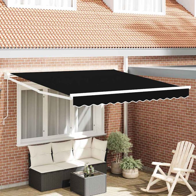 vidaXL - Uitschuifbare - luifel - Zwart - 350 - x - 250 - cm