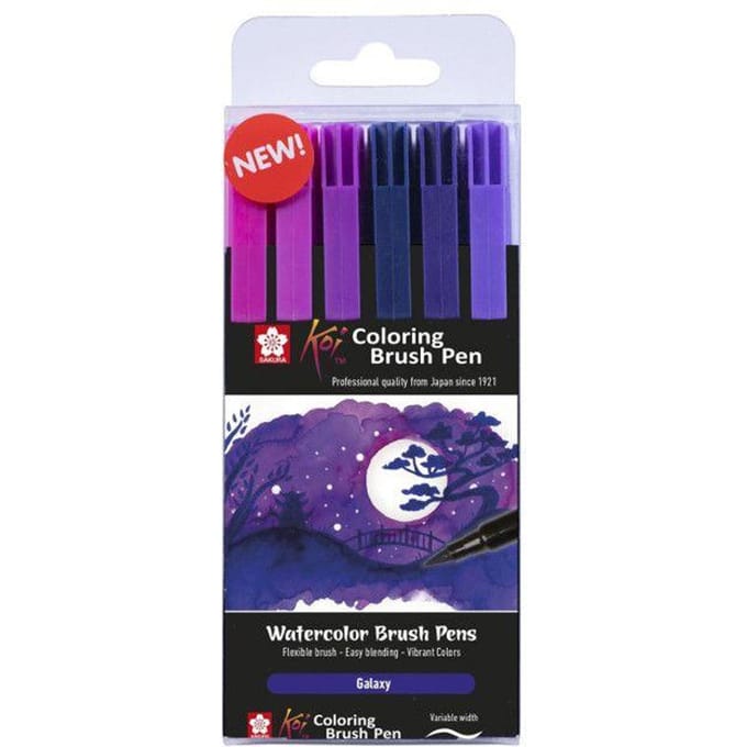 Sakura Koi Coloring Brush Pen set Galaxy | 6 kleuren