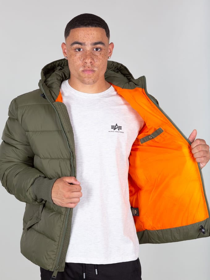 Alpha Industries Gewatteerde Hooded Puffer Alpha FD Jas Groen
