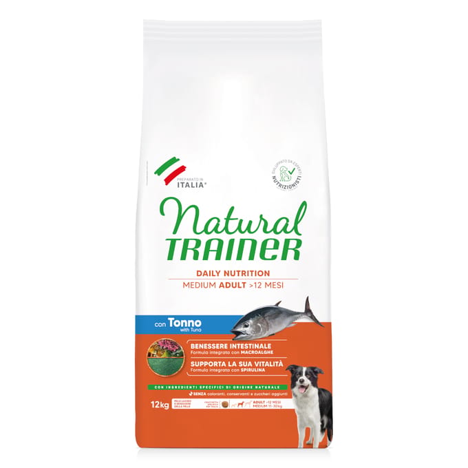 Natural Trainer Adult Medium met Tonijn - Dubbelpak: 2 x 12 kg