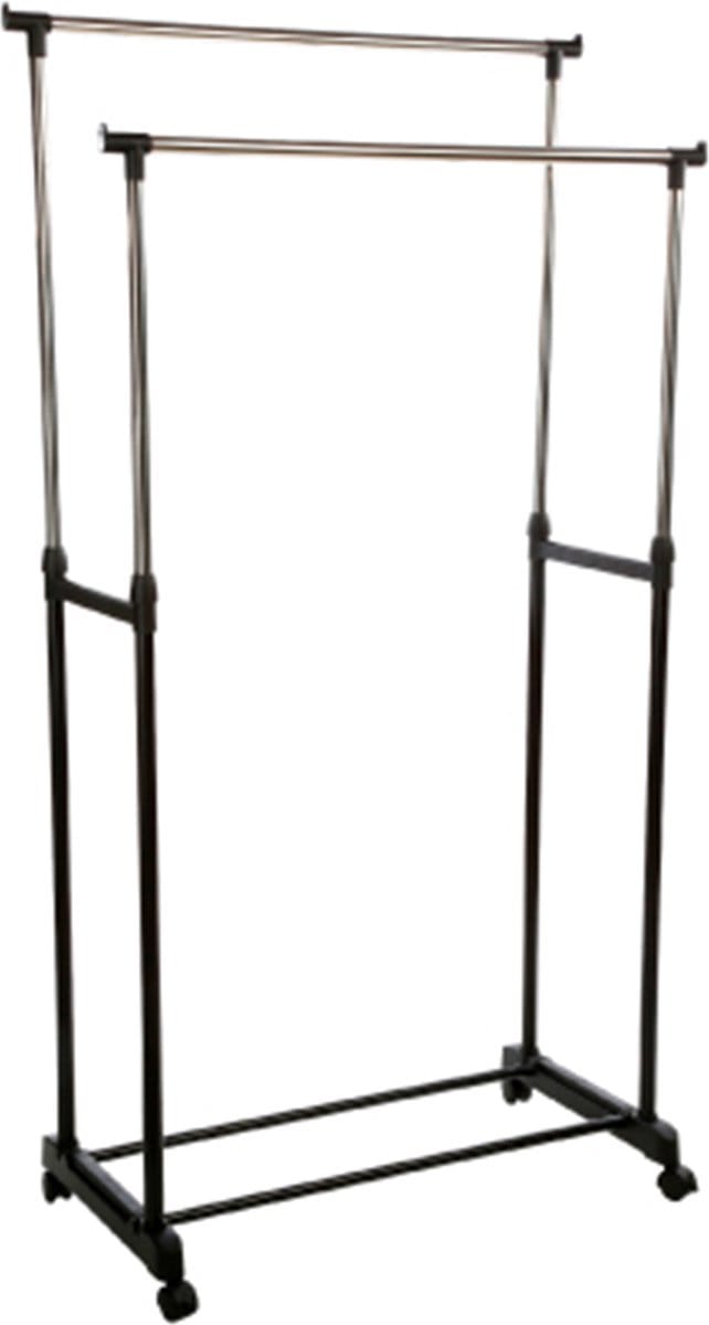 5five Kledingrek - In hoogte verstelbaar (97-170 cm) kledingrekje van metaal/kunststof voor uw slaapkamerinrichting, zwart.