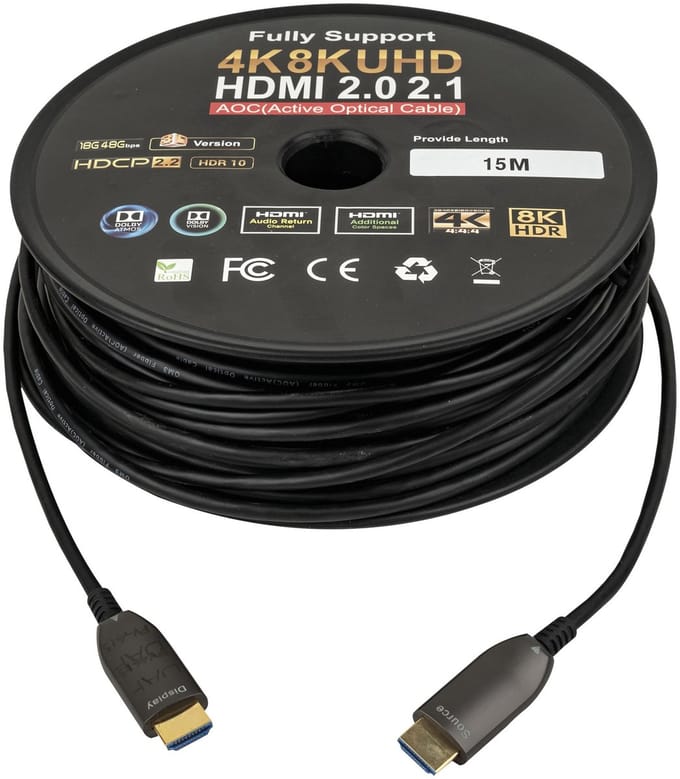 DAP HDMI 2.0 AOC 4K glasvezelkabel 15 meter