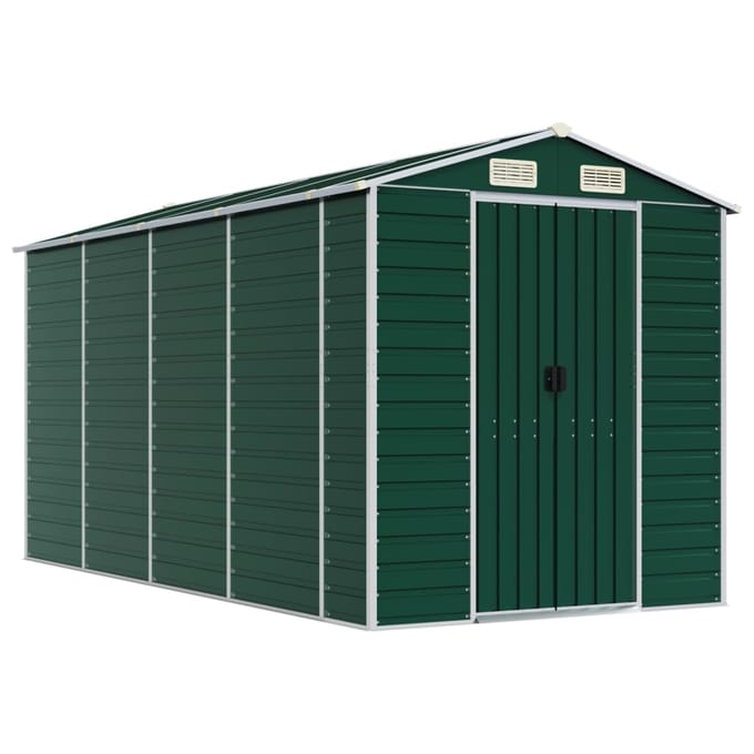 vidaXL - Tuinschuur - 191x385x198 - cm - gegalvaniseerd - staal - groen