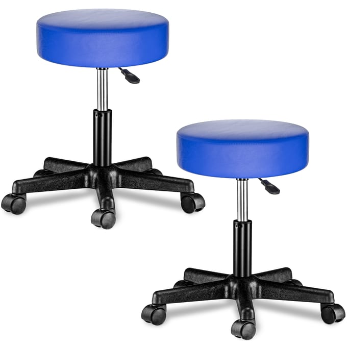 Casaria Verstelbare Draaikruk - 46/60cm Zithoogte – 2 Stuks Blauw