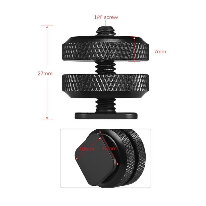 5 stks Camera Hot Shoe Mount tot 1/4  -20 Statief Schroef Adapter Flash Shoe Mount voor DSLR Camera Rig 2pcs black