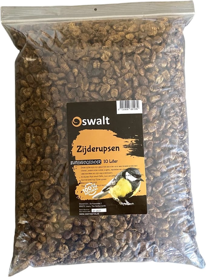 Oswalt Zijderupsen- Gedroogd - 10 Liter - Schildpadvoer - Visvoer
