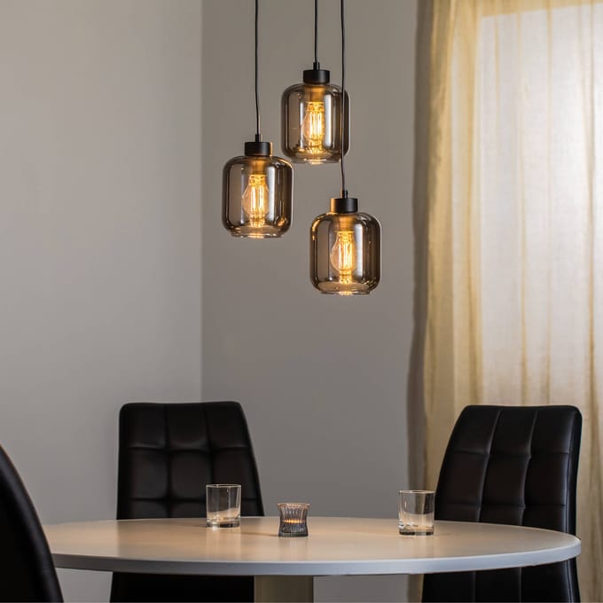 Eko-Light Hanglamp Sombra, rook, 3-lamps, rond