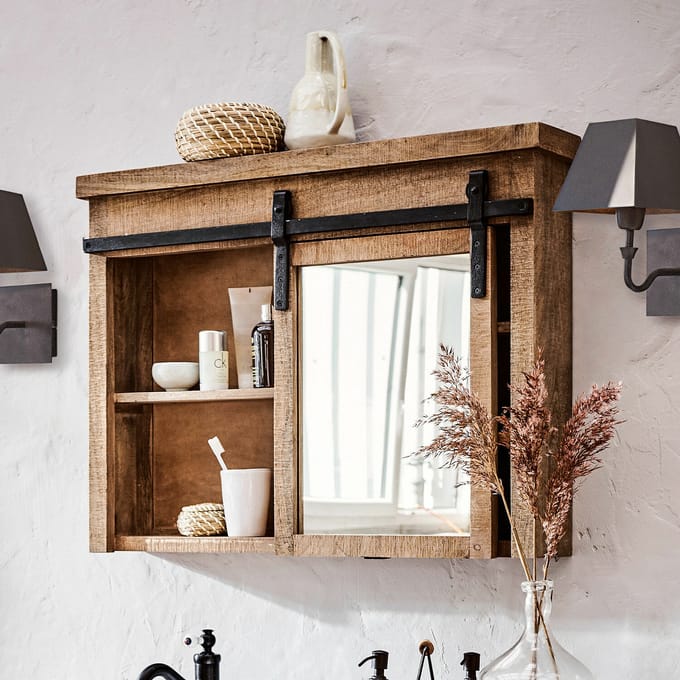 LOBERON Kast met spiegel Taylors Island bruin