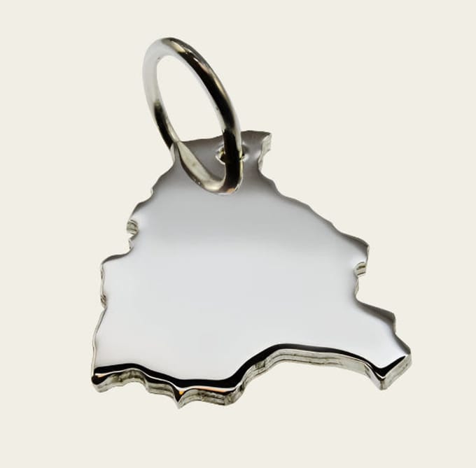 Zilveren Landkaart Bolivia ketting hanger