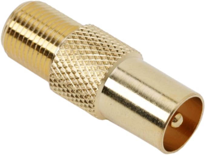 F-connector naar TV coax stekker – Verguld – Antenne en kabel aansluiting - 1 Stuks [05330]