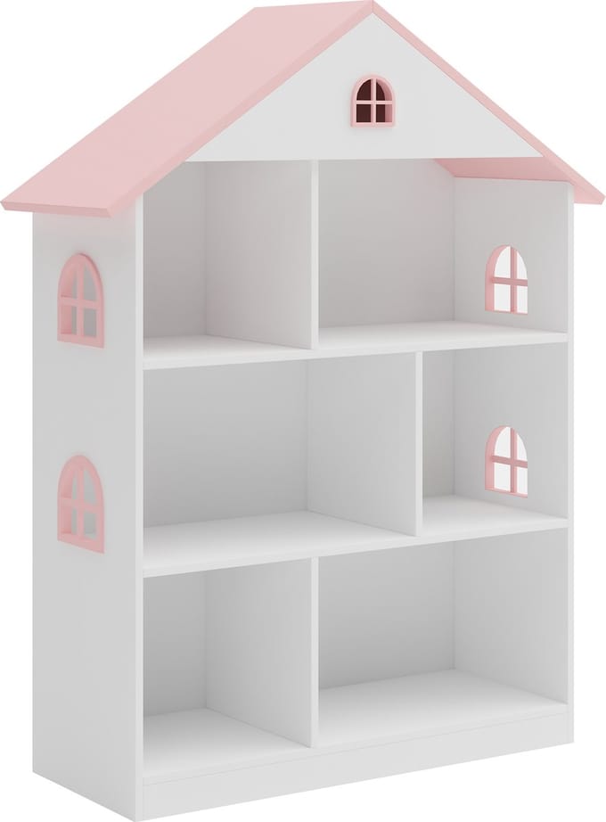 Kinderkast Vipsali open kast 107x83x30 cm wit en roze [en.casa]