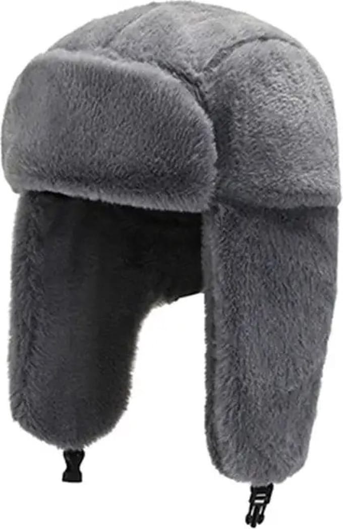 WiseGoods Luxe Russische Muts Dames & Heren - Ushanka - Piloot Mutsen - Wintermuts - Pilotenmuts - Winter Kleding - Pluche Grijs