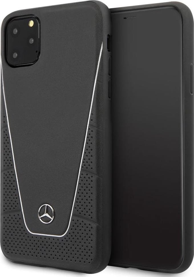 iPhone 11 Pro Max Backcase hoesje - Mercedes-Benz - Effen Zwart - Leer