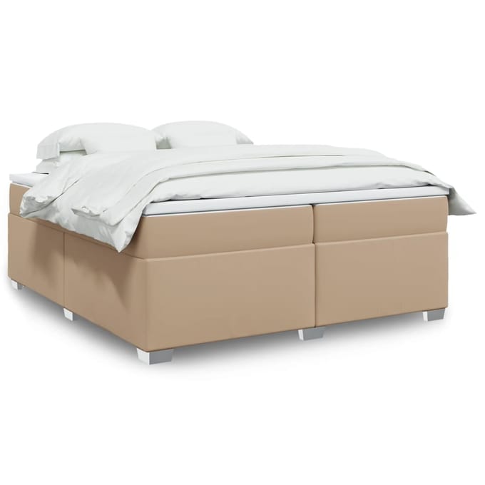 vidaXL - Boxspring - met - matras - kunstleer - cappuccinokleurig - 200x200 - cm