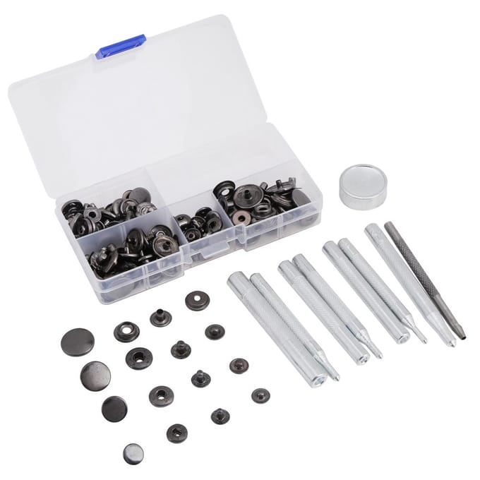 40 Sets Drukknopen Drukknoop Popper Sluiting Leer Jeans Accessoires Basisgereedschap Zwart white