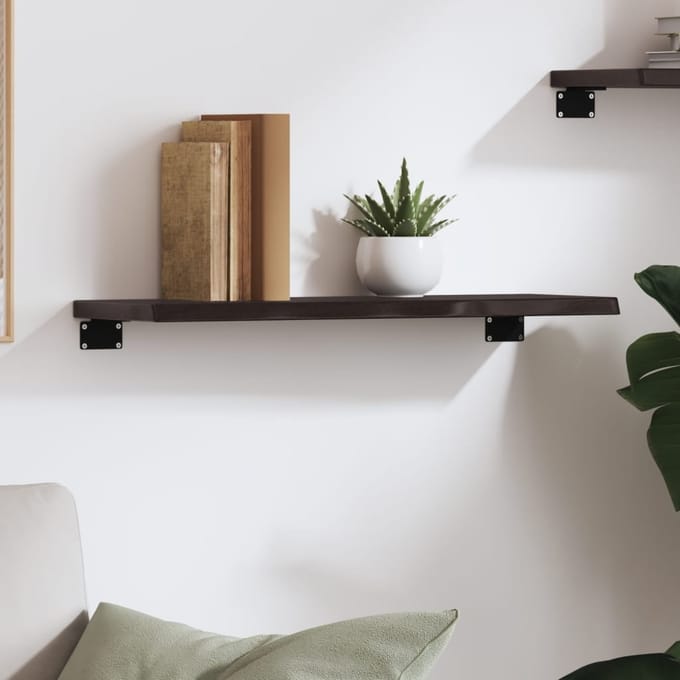 vidaXL - Wandschap - 60x20x2 - cm - behandeld - massief - eikenhout - donkerbruin