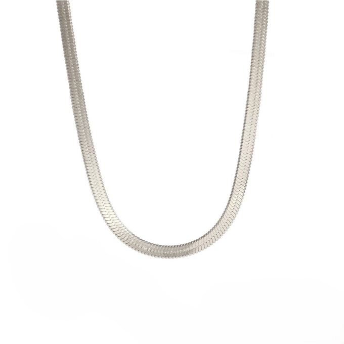 JewelGalerie - Ketting- Platte Schakel- Zilver