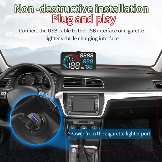 Slimme Head-Up Display, 5,5-inch Universele GPS Head-Up Display met Weergave van Snelheid, Hoogte, blauw