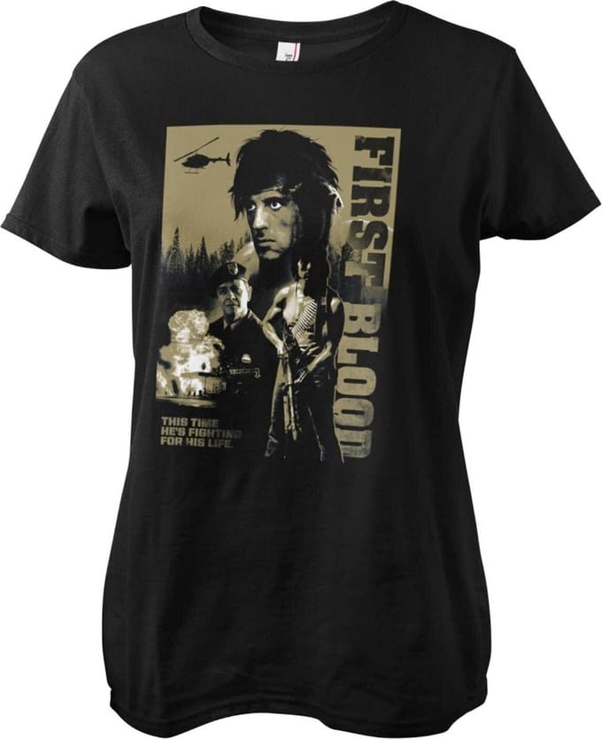 Rambo Dames Tshirt -L- First Blood Zwart