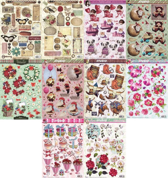 10x 3DA4 Knipvellen - Voor elk wat wils - Maak prachtige kaarten en scrapbook