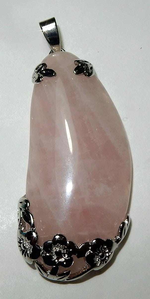 zilverkleurige Rozenkwarts Hanger