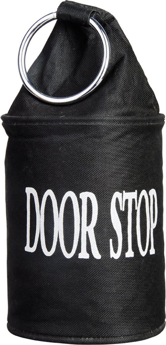 Canvas deurstopper zwart met ring - H15 cm - Deur vastzetter - Deurstop 2,7 kg