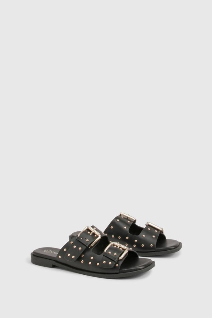 boohoo Dames Sandalen met studs-detail | Black | Maat: 3