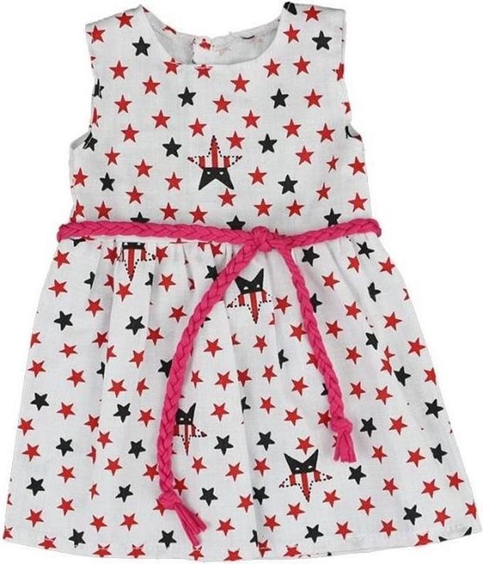 Gerardo's Toys Babypoppenjurk Stars 46 Cm Wit