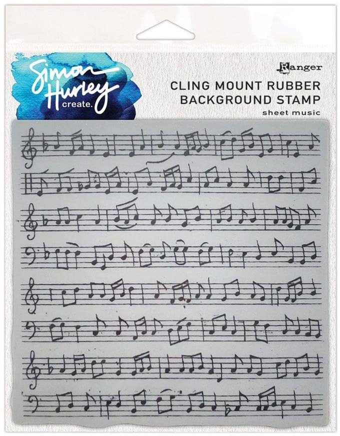 Simon Hurley rubber background stamp - Sheet music