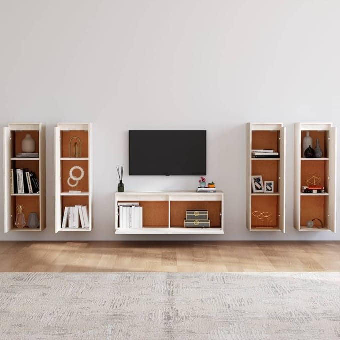 vidaXL - Tv-meubelen - 5 - st - massief - grenenhout - wit
