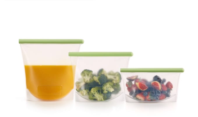 Lékué Vershoudzak Staand - Set van 3, 0,5 L + 1 L + 1,5 L, Herbruikbaar - Green