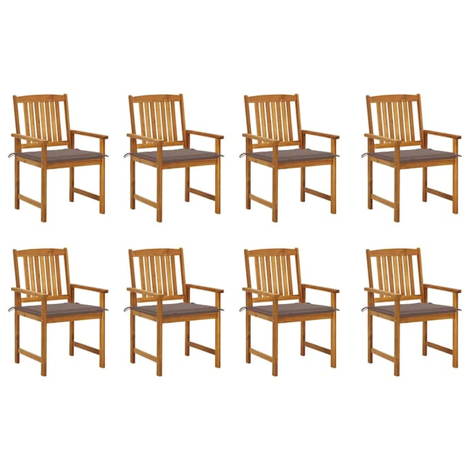 vidaXL - Tuinstoelen - 8 - st - met - kussens - massief - acaciahout