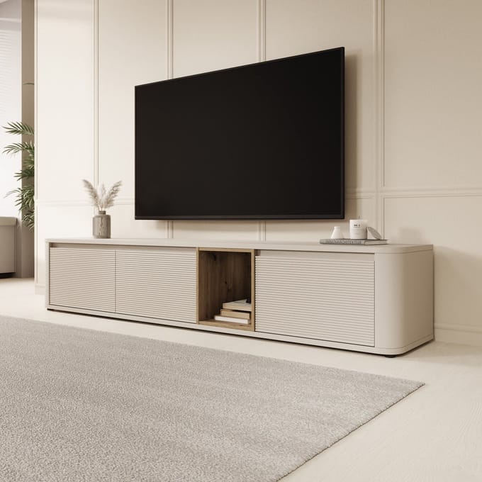 Meubella - Bijou - TV-Meubel - Beige - 215x41x42 cm